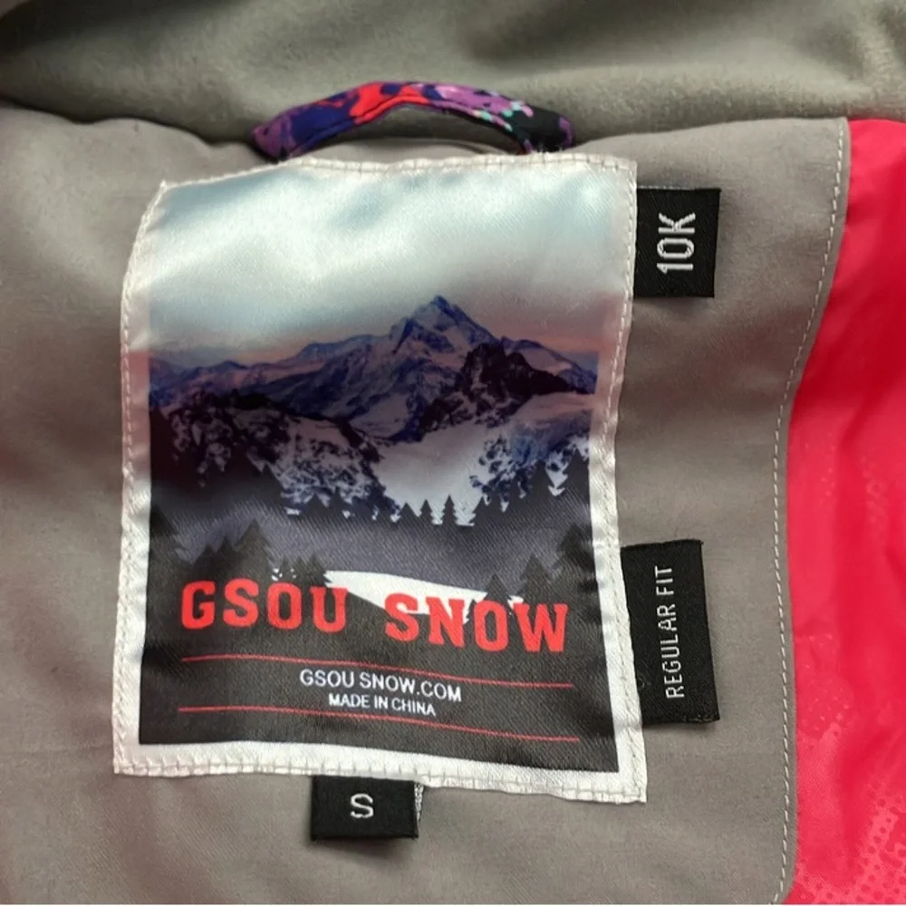 Like New Gsou Snow Multicolor Splash Ink Spatter Snowboard Ski Coat, Size Small
